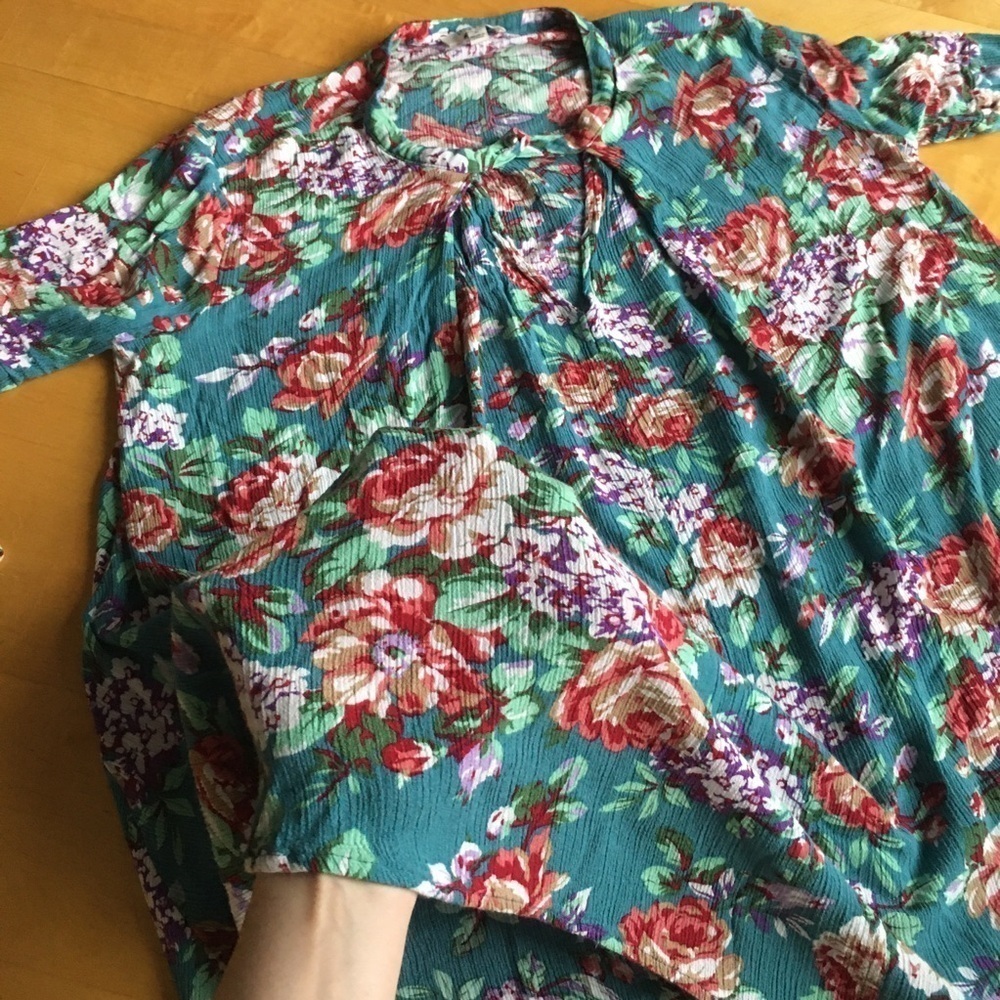 Umgee Teal Pink Floral Dress Tunic Size S - Picture 6 of 17